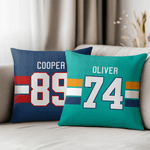 Personalized Multicolor Number Striped Soft Throw Pillow Cover with Name Home Decor Game Day Birthday Gift for Boyfriend Father Man