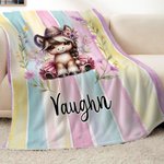Personalised Cartoon Cowgirl Horse Birth Flower Soft Throw Blanket with Name Home Decor Birthday Gift for Girls Horse Lovers