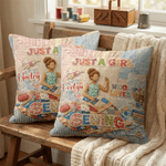 Personalised Just A Girl Who Loves Sewing Soft Cushion Cover with Name Home Decor Birthday Gift for Girls Women