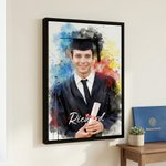 Acuarela Personalizada Graduación Foto Marco Flotante Impresiones en Lienzo con Nombre Sala de Estar Decoración del Hogar Enviar desde EE.UU. Graduación para Graduados