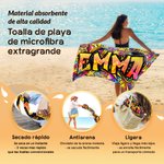 Toalla de playa personalizada de secado rápido con graffiti de estrella de deporte y nombre regalo de fiesta y cumpleaños para niños y familia