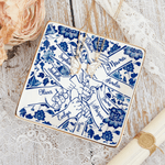 Personalized Chinoiserie Flower Hands in Hands Ceramic Trinket Jewelry Dish with 1-10 Names Mother's Day Birthday Gift for Mom Grandma