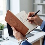 Personalized Shield Crest PU Leather Notebook with Initial and Name Daily Use Birthday Gift for Man