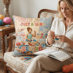 Personalised Just A Girl Who Loves Sewing Soft Cushion Cover with Name Home Decor Birthday Gift for Girls Women