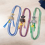 Personalised Two-coloured Ribbon Braided Lei with Glitter Grad Cap Tag and Name Graduation Gift for Graduates