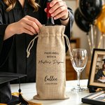 Personalizada Línea Simple Gorra de Graduación Bolsa de Vino con Nombre de Texto Año Fiesta de Graduación Regalo para Master PhD Graduados
