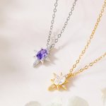 Personalised Starburst Birthstone Necklace Dainty Jewellery Daily Wear Birthday Gift for Mom Girlfriend