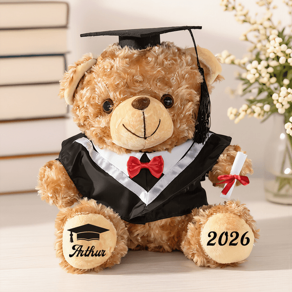 Personalised Graduation Cap Bachelor's Gown Plush Stuffed Teddy Bear with Year and Name Graduation Party Ceremony Gift for Graduates
