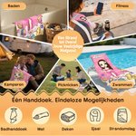 Gepersonaliseerd Strand Cartoonfiguur Sneldrogend Extra Groot Strandlaken met Naam en Koordzakje Verjaardagscadeau voor Kinderen of Familie