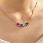 Personalized Colorful 3D Enamel Bubble Letter Name Sterling Silver Necklace Minimalist Jewelry Birthday Gift for Women Kids