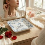 Personalised Round Square Heart Shape Wreath Ceramic Jewellery Dish with Name and Date Room Decor Mother's Day Gift for Mom Grandma