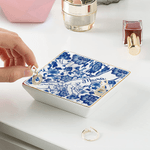 Personalized Chinoiserie Flower Hands in Hands Ceramic Trinket Jewelry Dish with 1-10 Names Mother's Day Birthday Gift for Mom Grandma