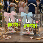 Personalised A Toast To Forever Transparent Gift Bag with Names Date and Pink Ribbon Daily Use Wedding Gift for Bridesmaids Newlyweds