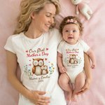 Camiseta y body para bebé personalizados de 100% algodón con nombre y diseño primer día de la Madre regalo de cumpleaños para mujeres y bebés