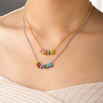Personalized Colorful 3D Enamel Bubble Letter Name Sterling Silver Necklace Minimalist Jewelry Birthday Gift for Women Kids