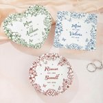 Personalised Round Square Heart Shape Wreath Ceramic Jewellery Dish with Name and Date Room Decor Mother's Day Gift for Mom Grandma