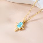 Personalised Starburst Birthstone Necklace Dainty Jewellery Daily Wear Birthday Gift for Mom Girlfriend