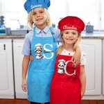 Grembiule e cappello da chef personalizzati con nome e 36 animali carini, taglia regolabile - Regalo di compleanno per bambini
