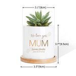 Personalised 4 Collage Photos Ceramic Succulent Planter Pot with Drainage Hole and Bamboo Base Mother's Day Birthday Gift for Mom Grandma