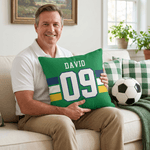 Personalized Multicolor Number Striped Soft Throw Pillow Cover with Name Home Decor Game Day Birthday Gift for Boyfriend Father Man