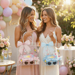 Personalised A Toast To Forever Transparent Gift Bag with Names Date and Pink Ribbon Daily Use Wedding Gift for Bridesmaids Newlyweds