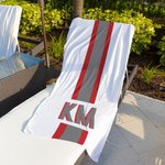 Personalized Quick Dry Sand Free Shadow Monogram Stripe Beach Towel and Bag Summer Vacation Travel Essentials Birthday Gift for Her