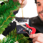 Personalizzato 3D effetto Retro Guitar Amp Santa Hat Ornamento con nome e anno Holiday Decor Regalo di Natale per gli amanti della chitarra Guitarists