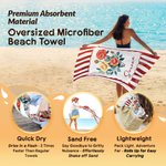 Personalized Birth Flower Striped Oversized Quick-Dry Beach Towel with Name and Drawstring Bag Beach Party Birthday Gift for Mom Girlfriend
