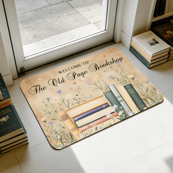 Henkilökohtainen kukka kirja liukumaton ovimatto tekstillä Home Decor Päivittäinen käyttö syntymäpäivälahja Bookworm ystävälle