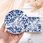 Personalized Chinoiserie Flower Hands in Hands Ceramic Trinket Jewelry Dish with 1-10 Names Mother's Day Birthday Gift for Mom Grandma