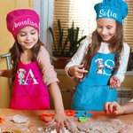 Grembiule e cappello da chef personalizzati con nome e 36 animali carini, taglia regolabile - Regalo di compleanno per bambini