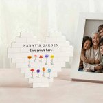 Personalised Grandma's Garden Birth Flower Heart Building Brick Puzzles with Names Text and Title Mother's Day Gift for Mom Grandma