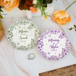 Personalised Round Square Heart Shape Wreath Ceramic Jewellery Dish with Name and Date Room Decor Mother's Day Gift for Mom Grandma