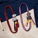 Personalised Two-coloured Ribbon Braided Lei with Glitter Grad Cap Tag and Name Graduation Gift for Graduates