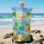 Personalised Sea Animal Astronaut Fantasy Unicorn Quick Dry Soft Oversized Beach Towel with Name Summer Vacation Beach Party Birthday Gift for Kids