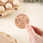 Personalisierte Pastoral Stil Zweige und Blätter Huhn Muster wasserdicht Aufkleber mit Namen Ei Gunst Etikett für Hühnerzüchter