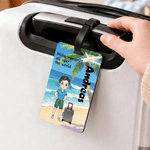 Personalized Cartoon Family Travel Character Luggage Tag with Name and Text Travel Accessory Birthday Gift for Family Friends