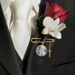 Personalized 1-5 Photos Lapel Brooch Pin with Name Pendant Engagement Wedding Gift for Bride Groom Father