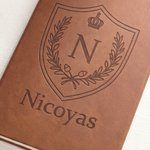Personalized Shield Crest PU Leather Notebook with Initial and Name Daily Use Birthday Gift for Man