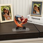 Personalisierte verflochtene Herz Baum Acryl Ornament mit Namen und Datum Desk Decor Jahrestag Geburtstag Geschenk für Paar