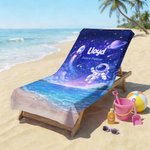 Personalised Sea Animal Astronaut Fantasy Unicorn Quick Dry Soft Oversized Beach Towel with Name Summer Vacation Beach Party Birthday Gift for Kids