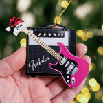 Personalizzato 3D effetto Retro Guitar Amp Santa Hat Ornamento con nome e anno Holiday Decor Regalo di Natale per gli amanti della chitarra Guitarists