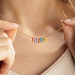 Personalized Colorful 3D Enamel Bubble Letter Name Sterling Silver Necklace Minimalist Jewelry Birthday Gift for Women Kids