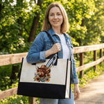 Personalised American Highland Cow Sunflower Large Capacity Tote Bag Portable Makeup Bag with Name American Independence Day Gift for Her