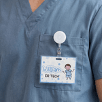 Personalized Cartoon Nurse Simple Line Drawing Laminated Photo Paper ID Badge Buddy with Name Nurse Week Birthday Gift for Nurse Doctor Medical Staff