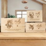 Personalised Engraved Pet Portrait Wooden Memory Storage Box with Name Text and Death Year Loss of Pet Memorial Gift for Pet Owner Lover