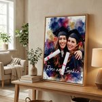 Acuarela Personalizada Graduación Foto Marco Flotante Impresiones en Lienzo con Nombre Sala de Estar Decoración del Hogar Enviar desde EE.UU. Graduación para Graduados
