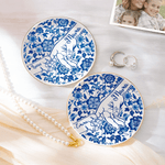 Personalized Chinoiserie Flower Hands in Hands Ceramic Trinket Jewelry Dish with 1-10 Names Mother's Day Birthday Gift for Mom Grandma