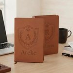 Personalized Shield Crest PU Leather Notebook with Initial and Name Daily Use Birthday Gift for Man