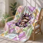 Personalised Cartoon Cowgirl Horse Birth Flower Soft Throw Blanket with Name Home Decor Birthday Gift for Girls Horse Lovers